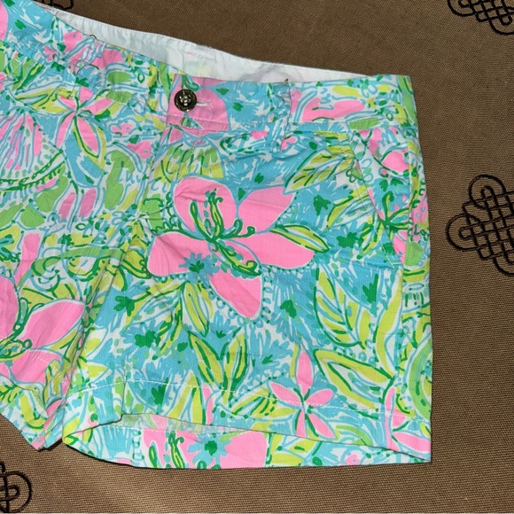 Lilly Pulitzer The Callahan Short Cotton Floral Green Pink Size 4 - Picture 3 of 13